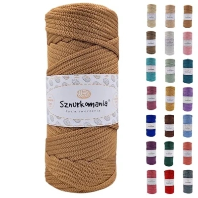 Immagine di cordoncino in poliestere 5 mm 100 m, molti colori, piatto poliestere, macramè da mm, filato macramè, filo di lucido, corda Sznurkomania (caramello)