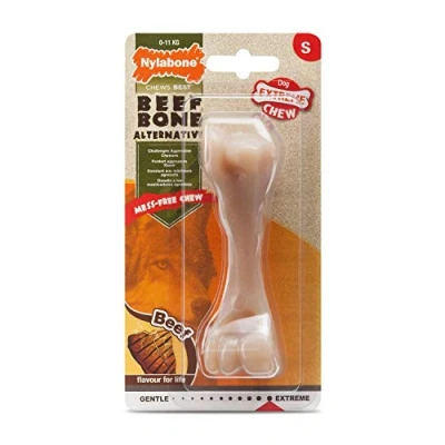Immagine di Nylabone Alternativa all&#039;osso di Manzo Beef Bone Alternative Masticabile Senza Sporco Osso Gusto per Cani Taglia Piccola (Fino a 11 kg) Mascelle Estreme/Forti