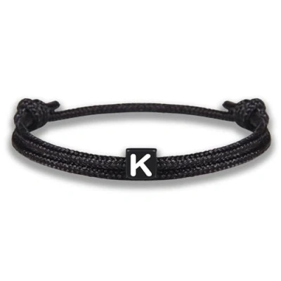 Immagine di GD GOOD.designs Bracciale in corda con lettere dell&#039;amicizia nero regolabile dimensioni 14cm 24cm Iniziale K