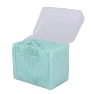 Immagine di stuzzicadenti usa e getta in plastica portatile pratico con custodia trasparente 1100 pezzi
