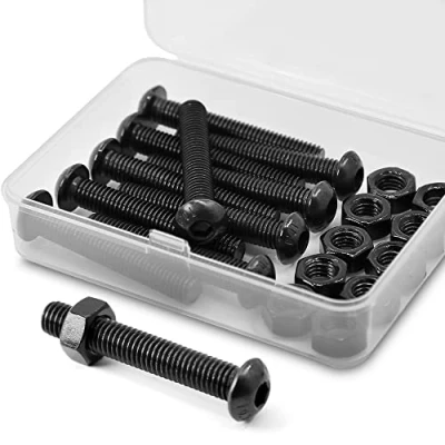 Immagine di (10 Set) M8 x 40mm Viti e Dadi Vite Testa Bottone Brugola in Acciaio al Carbonio Nero