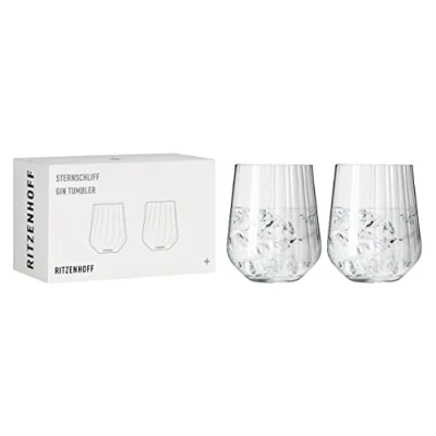 Immagine di RITZENHOFF 3771001 Bicchiere da gin 700 ml Serie Sternschliff No. 2 pezzi con linea di rilievo Made in Germany