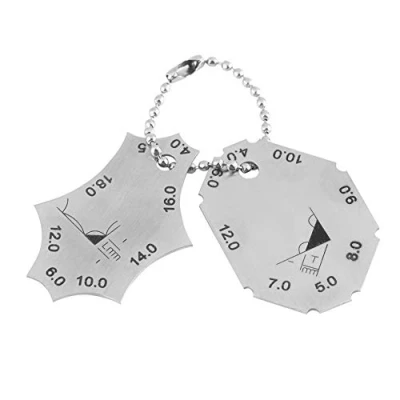 Immagine di Calibro Saldatura in Acciaio Inossidabile a Due Pezzi per Filettatura Metrica MM Set Strumenti di Ispezione con Raccordi Saldare