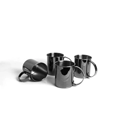 Immagine di ECHTWERK Set di 4 bicchieri in rame infrangibili acciaio inox Ideali per gin, vodka, birra e bevande fredde Confezione regalo Edizione nera 1000 ml