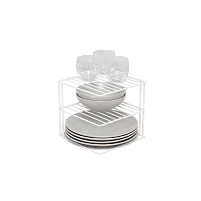 Immagine di simplywire Portapiatti a 3 ripiani Organizer per armadietti da cucina Bianco Quadrato