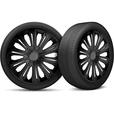 Immagine di Moltico Copricerchi Set Universale 4 Pezzi Adatto a Tutti i Cerchi in Acciaio Copri Cerchioni Anello di Sicurezza Regolabile Tapis Nero 16 Pollici