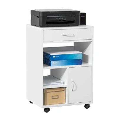 Immagine di SoBuy Tavolo stampante con cassetto e porta Carrello Tavolino da salotto Comodino Piccolo Bianco Comodini L50XP40xA75 cm FBT106 W