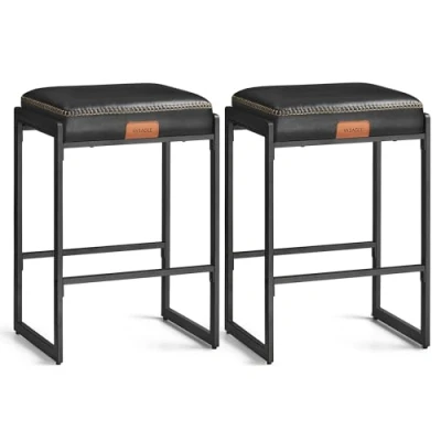 Immagine di VASAGLE EKHO Collezione Sgabelli Cucina, Set da 2 Bar, PU con Cuciture, Moderno di Metà Secolo, Altezza 66 cm, Sala Pranzo, Facile Montare, Nero Inchiostro LBC086B01
