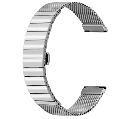 Immagine di Kai Tian 24mm Rilascio Rapido Cinturino Orologio per Uomo Donna Bracciale Metallo Maglia Acciaio Inossidabile Fibbia a Farfalla Argento
