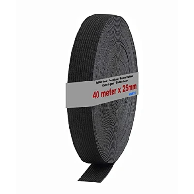 Immagine di HIMRY Fascia elastica piatta, poliestere, nero, 40 m x 25 mm