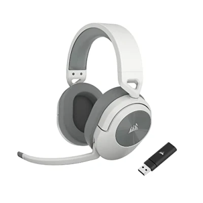 Immagine di CORSAIR HS55 WIRELESS Cuffie da Gioco Leggere Dolby 7.1 Suono Surround Microfono Omnidirezionale Portata Fino a 50 Piedi Compatibili con iCUE PC, Mac, PS5, PS4 Bianco