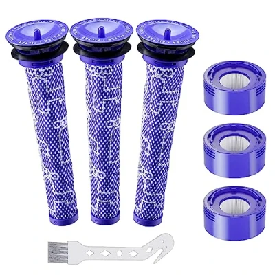 Immagine di AUHOU Filtro per Dyson V7 V8 di Ricambio Aspirapolvere Dyson, Lavabile Prefiltro Parti e Accessori, Sostituire # Pre Filter 965661 01 and Post 967478
