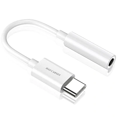 Immagine di MAS CARNEY Adattatore AUX femmina da USB tipo C a 3,5 mm, jack audio per cuffie, compatibile con Samsung Huawei OPPO Vivo Google Pixel iPad Pro MacBook
