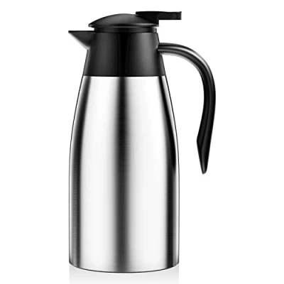 Immagine di Thermos isolante, 2 litri, in acciaio inox 304, isolamento termico per 24 ore, bollitori, teiere e macchine da caffè mantenere le bevande calde (argento)