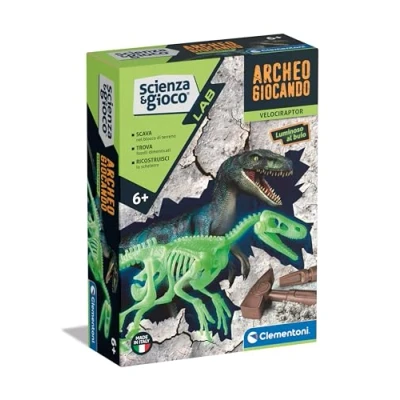 Immagine di Clementoni Scienza Lab Archeogiocando Velociraptor Dinosauri, Kit Fossili da Scavare E Assemblare, Paleontologia, Gioco Scientifico 7 Anni, in Italiano, Made Italy, Multicolore, 19227