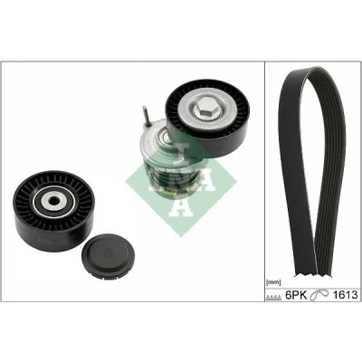 Immagine di INA 529 0467 10 Kit cinghie Poly V Controllare corsa libera generatore ed ev. sostituire AUDI: A4 B6 Avant, B7 Sedan
