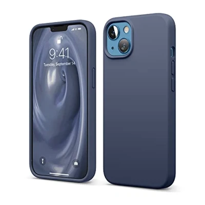 Immagine di elago Cover Silicone Liquido Compatibile con iPhone 13 Case (6.1&quot;), Premium, Protezione Completa Antiurto a 3 Strati, Custodia in Morbida Microfibra Antigraffio (Jean Indigo)