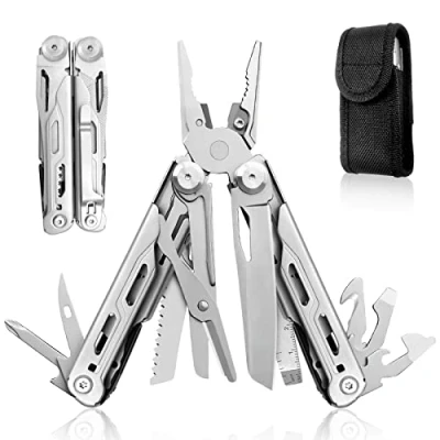 Immagine di HONZIN Pinza Multiutensile 18 in 1 Tascabile Acciaio Inossidabile, Tronchese, Forbici, Cacciavite, con Guaina Nylon, Attrezzatura di Sopravvivenza da Campeggio All&#039;aperto