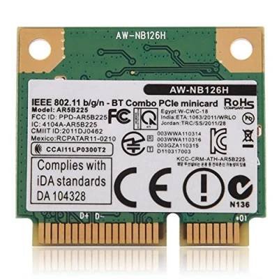 Immagine di scheda wireless 2.4G Bluetooth WiFi 2 in 1 per DELl Toshiba/BenQi, Velocità di trasmissione fino a 150 300 Mbps, rete Mini PCI E