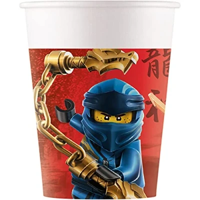 Immagine di Procos Bicchieri Carta FSC Lego Ninjago (200ml), 8 Pezzi, Multicolore, Unità (Confezione da 1), 93510P