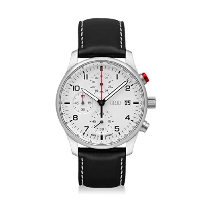 Immagine di Audi collection Cronografo da Polso con Anelli Logo, Uomo, Argento/Bianco 3102200100