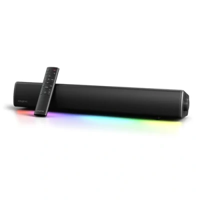 Immagine di CREATIVE Sound Blaster GS5 RGB Gaming Soundbar con tecnologia SuperWide, Alimentata tramite adattatore, Fino a 60W di potenza picco, Bluetooth 5.4, Optical in, Uscita cuffie, Per PC e TV