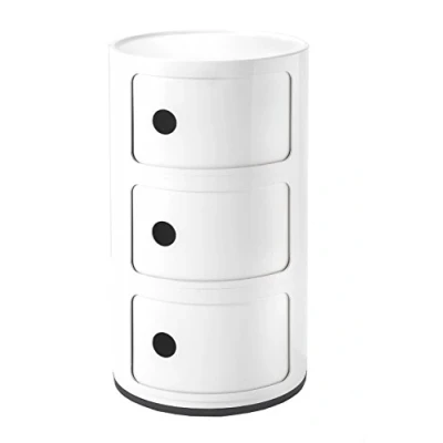 Immagine di Kartell Componibili Contenitore 3 Elementi, ABS, Base Tonda, Bianco, 32 x 58.5 cm