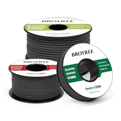 Immagine di Brotree Corda Elastica 2mm x 10m Cordoncino Elastico Rotonda Filo per Perline, Braccialetto, Artigianato e Progetti Fai da te Nero