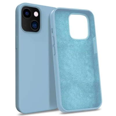 Immagine di MyGadget Custodia per iPhone 13 Hardcase con Strato Microfibra &amp; Cover Silicone Resistente Protezione Antigraffio Antiurto Celeste