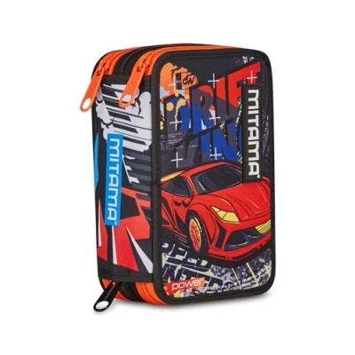 Immagine di Mitama Astuccio Scuola 3 Scomparti, TRIPLO MITADRIFT, Contenuto 47 pz, Completo di Matite, Pennarelli, Portapenne Elementare Bambino