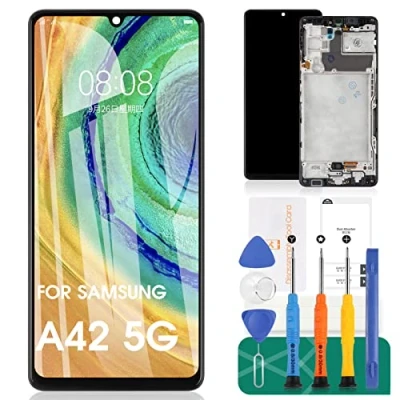Immagine di TFT per la Sostituzione dello Schermo LCD di Samsung Galaxy A42 5G SM A426B A426U A426N Kit Riparazione del digitalizzatore Tocco (Nero, con Telaio, Senza Impronte digitali)