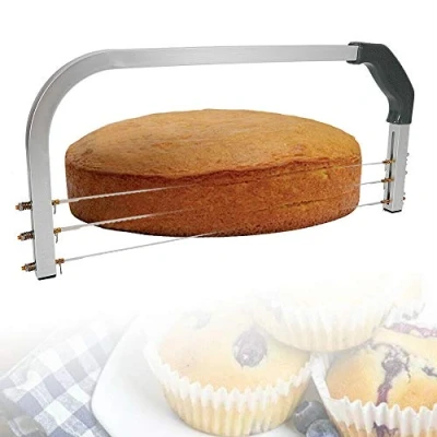 Immagine di Taglierina per torte in acciaio inox con filo seghettato, regolabile altezza, tagliare modo uniforme i pavimenti della torta