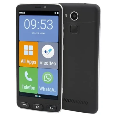 Immagine di Olympia Neo 16 GB Smartphone per anziani Rappresentazione extra large Compatibile con apparecchi acustici Tasto di emergenza Display da 5,5&quot; Whatsapp &amp; Mediteo preinstallato Fotocamera