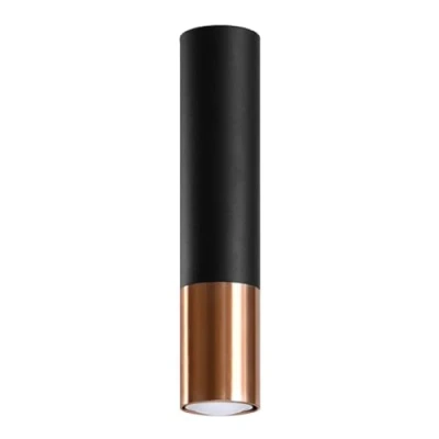 Immagine di SOLLUX lighting Loopez 1 Faretto Lampada A Sospensione Soffitto, Paralume Cilindrico + Combinazione Di 2 Metalli, Lampadina GU10 Sostituibile, 1x40