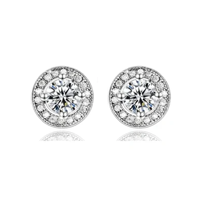 Immagine di Kaguyo Orecchini in argento da donna a bottone cerchio piccolo sterling con zirconi trasparenti per donne e ragazze Gioielli regalo di compleanno