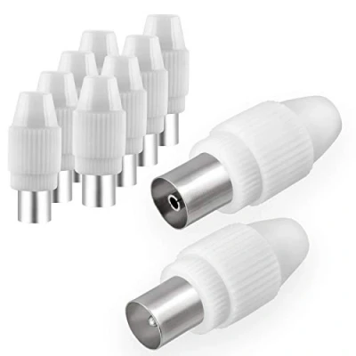 Immagine di HB DIGITAL Set di 5 connettori e prese femmina per cavo radio DVB C T2 TV antenne IEC (maschio femmina) antenna coassiale, BK impianti HQ 4K UHD