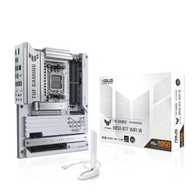 Immagine di ASUS TUF Gaming B850 BTF WiFi W, Scheda Madre AMD ATX, 14+2+1 Fasi di Alimentazione, slot DDR5, PCIe 5.0 Ready, 3 M.2, 7, Realtek 2.5Gb, USB C, HDMI, DisplayPort, BIOS Flashback e Aura Sync