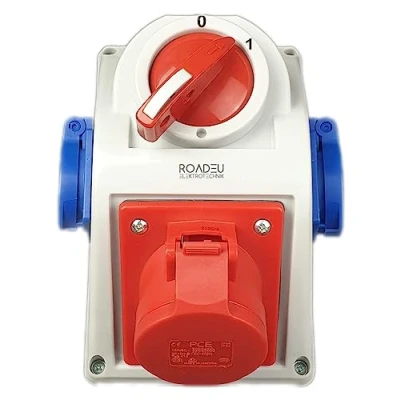 Immagine di RoadEu Presa da Parete Combinata 16A 5P, 2x Prese Schuko 230V PCE, Interruttore Principale 0 1 con Blocco
