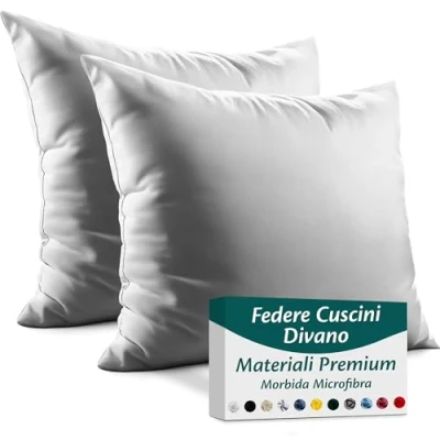 Immagine di Flowen Federe Cuscini Divano 40x40 Set da 2 Copricuscini in Microfibra Fodere Lavabili e Resistenti 40 x cm Tessuto 100% Poliestere Traspirante Anallergico Antiacaro Ideali per Arredo Casa