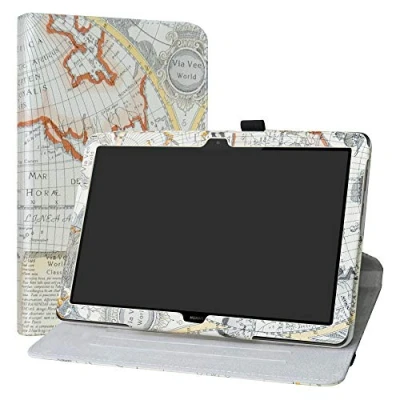 Immagine di MediaPad T5 10 rotante Custodia,LiuShan 360 gradi di rotazione custodia in Pelle PU con supporto caso per 10.0&quot; Huawei 2018 Android Tablet,Map White
