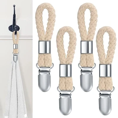 Immagine di 4 Pezzi Gancio a Clips per Strofinacci da Tè, Portasalviette, Asciugamano Appendere Asciugamani, Strofinacci, Stoffa, Calze, Guanti