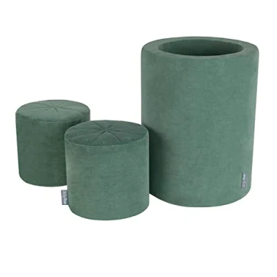 Immagine di KiddyMoon Area di Gioco in Schiuma per Bambini, Botte/Pouf/Pouf, Verde del Bosco