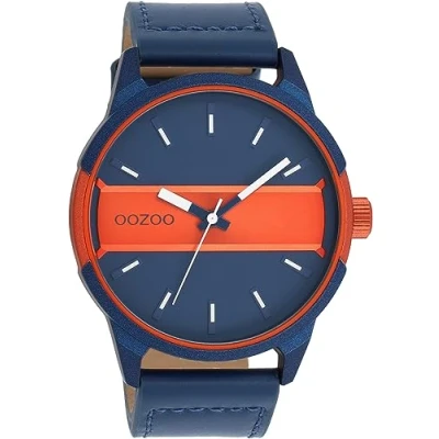 Immagine di Oozoo Timepieces C11230_C11234_Parent Orologio da uomo polso di alta qualità analogico uomo, blu/arancione fluo/arancione fluo/bianco, cinghia