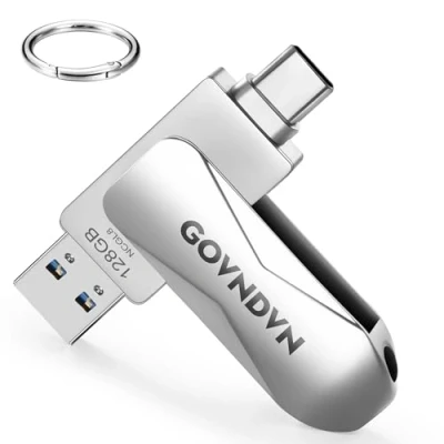 Immagine di GOVNDVN 128GB Chiavetta USB Per iPhone 15, Memoria Esterna Pen Drive con C e 3.0, Phone Pennetta Memorystick 15/iPad/Android/PC/Mac (128GB)