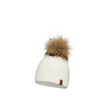 Immagine di Vivisence Cappello Inverno Femminile con Pompon Realizzato Filato Morbido E Caldo Perfettamente Adatto alla Testa Ideale per Le Fredde Giornate Invernali, Ecru,Taglia Unica