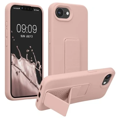 Immagine di kwmobile 1x Custodia Compatibile con Apple iPhone SE 2025 / 4 4. Generation Cover Supporto Dita Back Case per Smartphone Protezione Gommata Rosa Antico