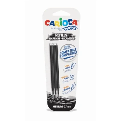 Immagine di CARIOCA Set Refill Oops Confezione Ricambi per Penne Cancellabili Nero, Ricarica Oops, 12 Pezzi