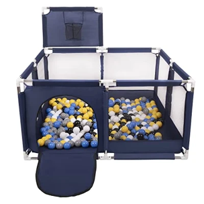 Immagine di Selonis Recinto Per Bambini Con 100 Palline Colorate 6 Cm, Blu:Nero/Bianco/Grigio/Blu/Giallo