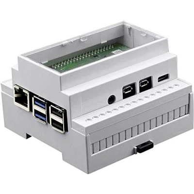 Immagine di Custodia per scheda SBC Camdenboss CBRPI DR 4 CLR CON Adatto (kit di sviluppo): Raspberry Pi montaggio su guida DIN Bianco