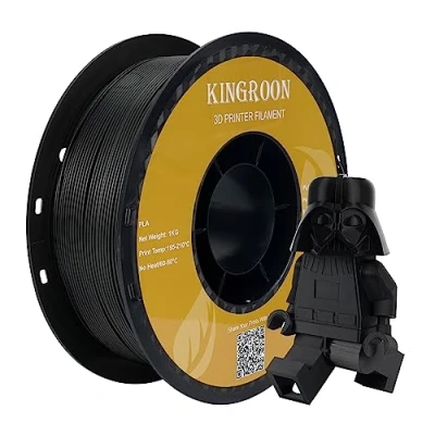 Immagine di Kingroon Filamento, PLA Filamento Nero 1,75 mm,Filo for stampanti 3D, 1.75 mm 1kg precisione dimensionale +/ 0,03 mm, bobina da 1 kg (2,2 libbre) Filamento,3d Filament